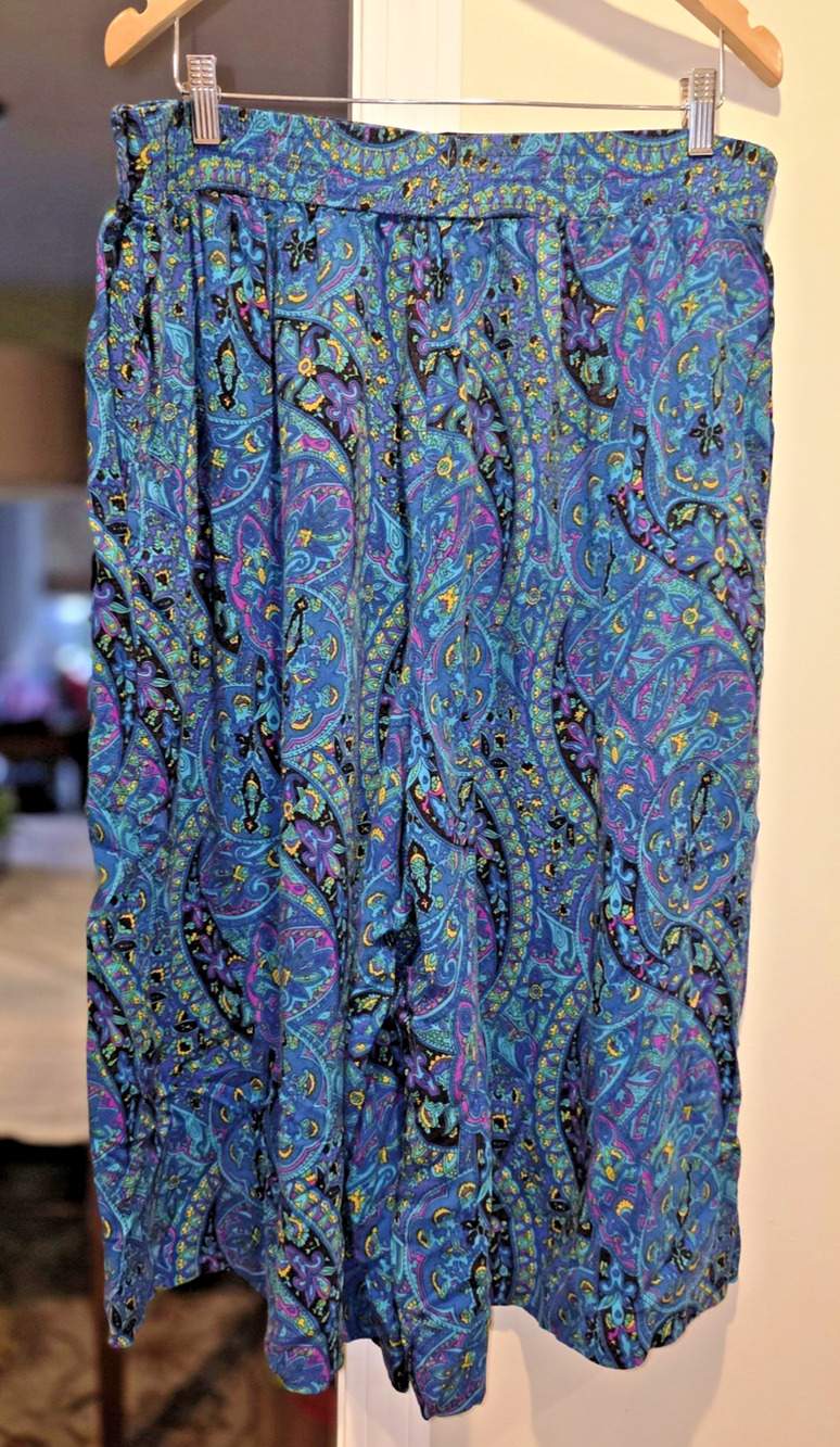 Maggie McNaughton 20W Vtg Paisley Culotte Shorts High Rise Wide Leg Boho Gaucho
